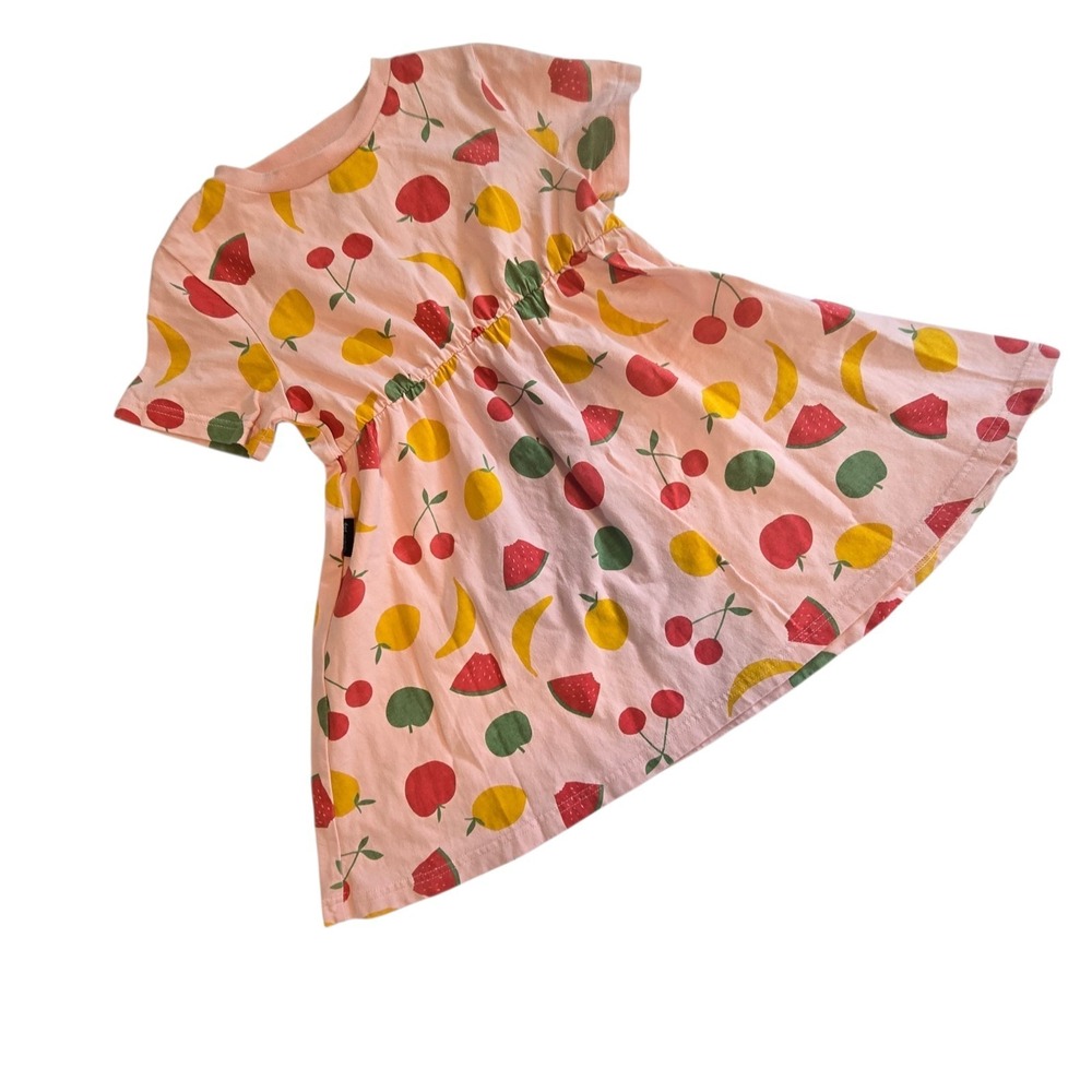 Dot Australia Short Sleeve Fruit Print Dress Girls Size 6 100% Cotton Pink Red